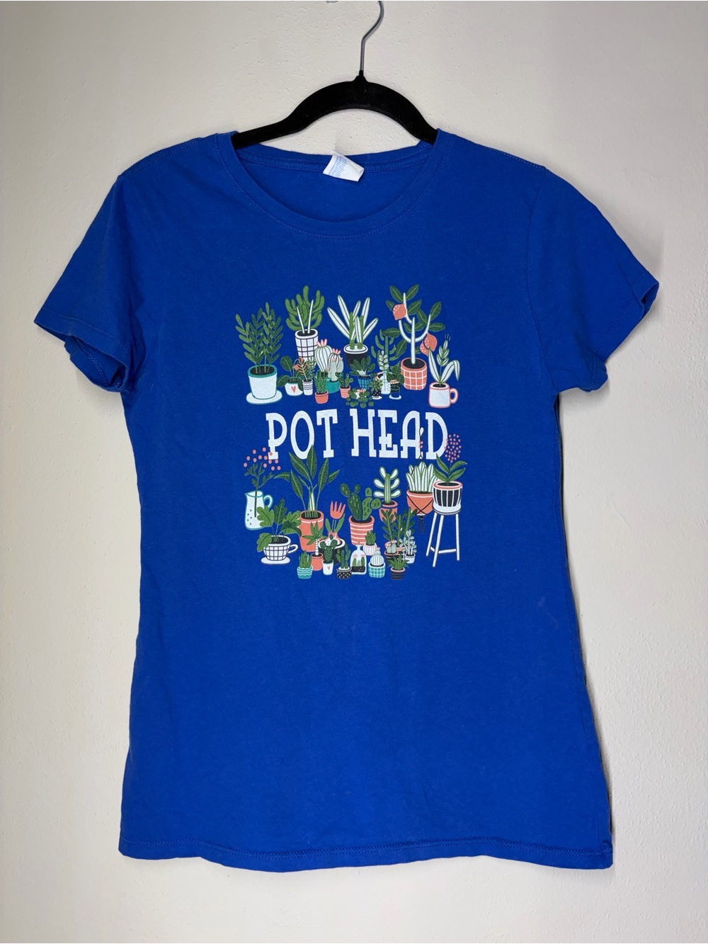 Blue "Pot Head" Plant Graphic Tee